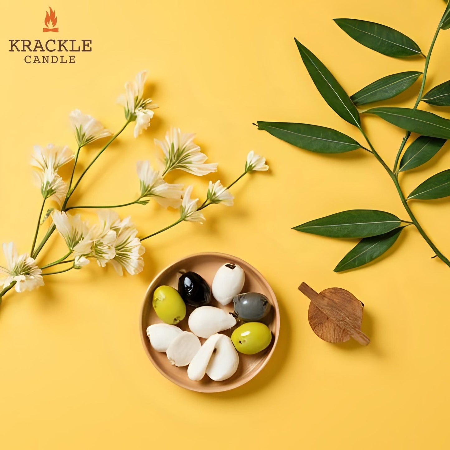 Krackle Wax Melts | Olive Citrus | 4 oz Scented Wax Melts | Made in The USA | Olive Blossom, Lemon Leaf & Cedar Fragrance