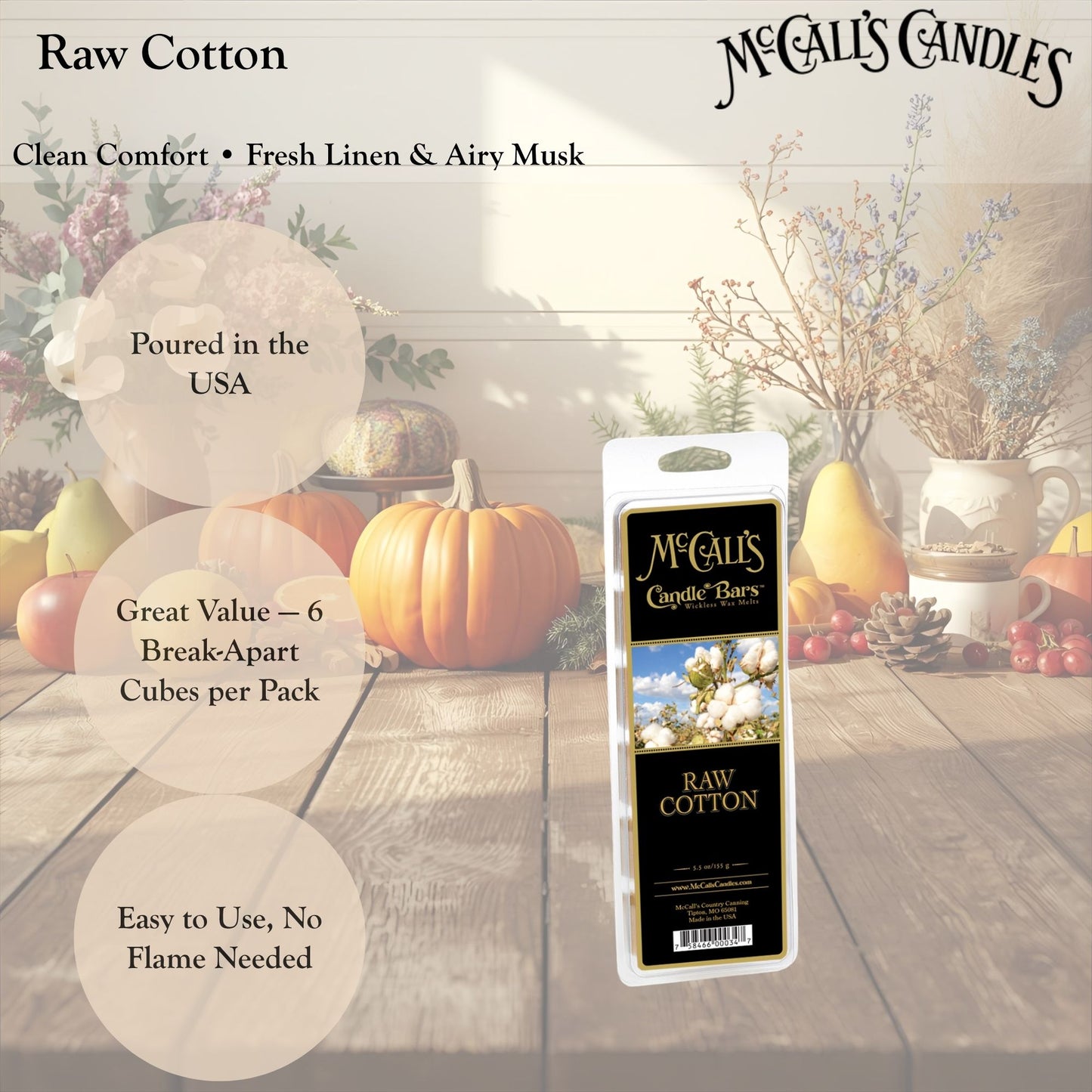 Raw Cotton 5.5 oz Wax Melt