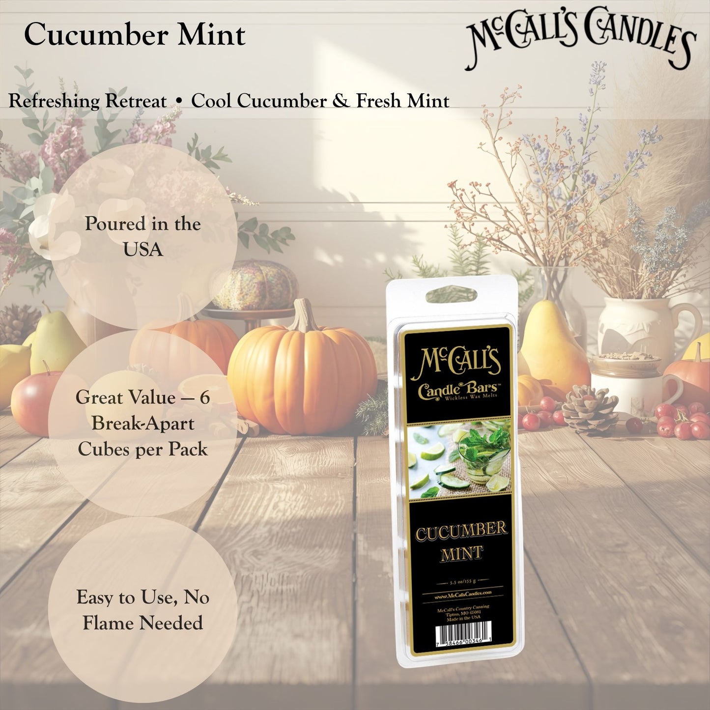 Cucumber Mint 5.5 oz Wax Melt