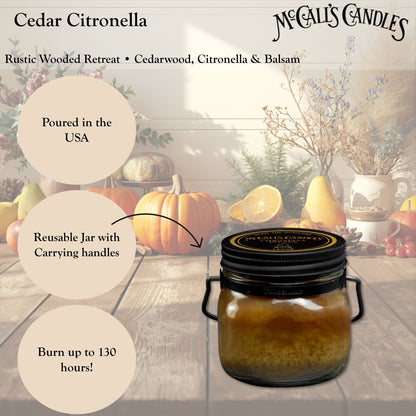 Cedar Citronella 16 oz Mason Jar Candle