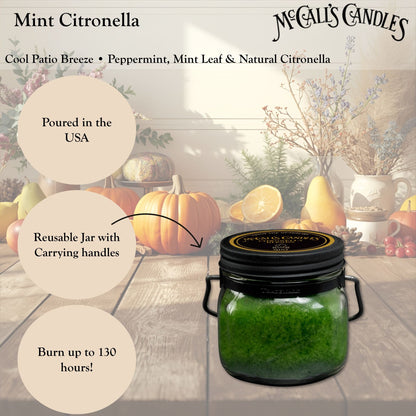 Mint Citronella 16 oz Mason Jar Candle