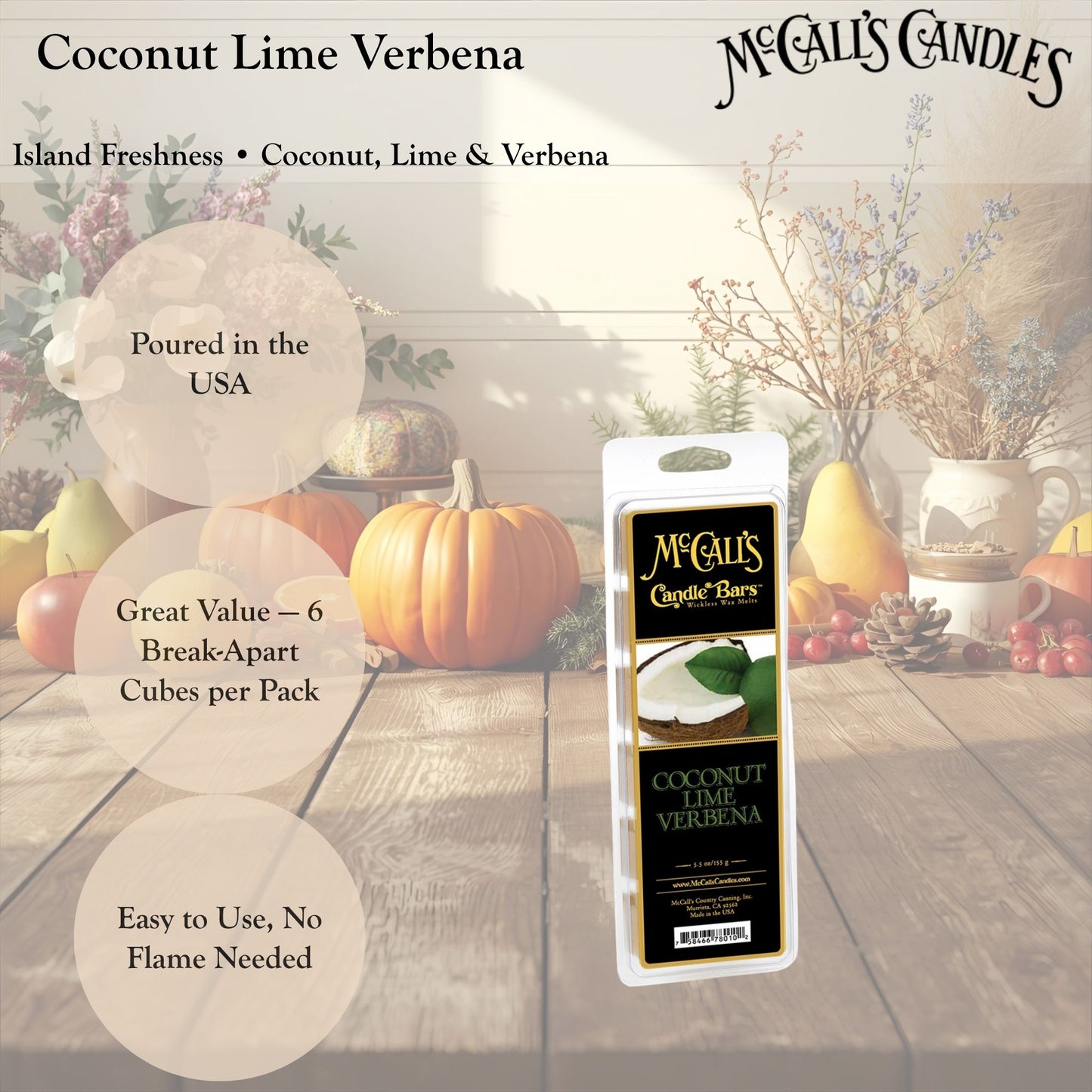 Coconut Lime Verbena 5.5 oz Wax Melt