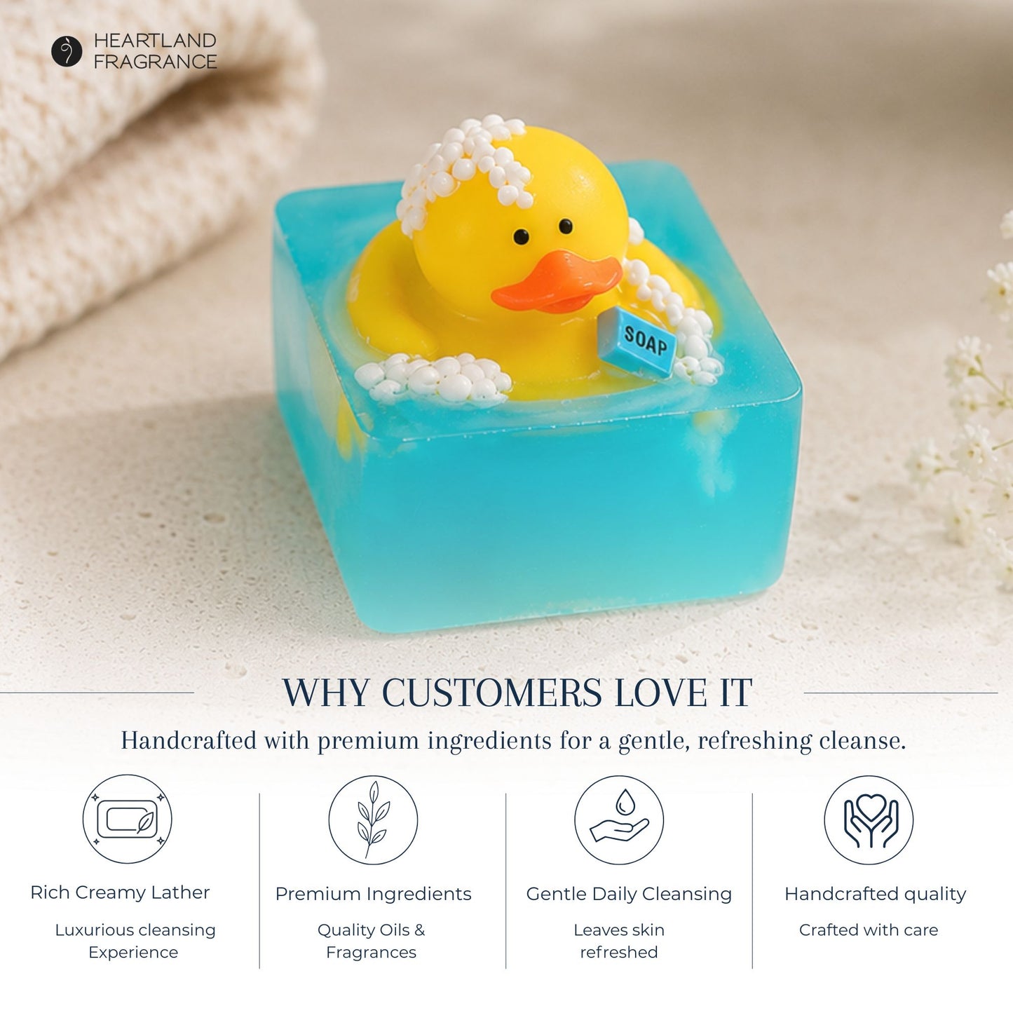 Heartland Fragrance | Shark Duck Toy | Handmade Duck Soap for Kids | Mild & Moisturizing